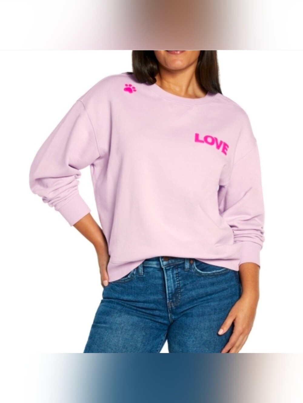 Women's Wildfox Graphic Crewneck Sweater Orchid Petal Size M NWT